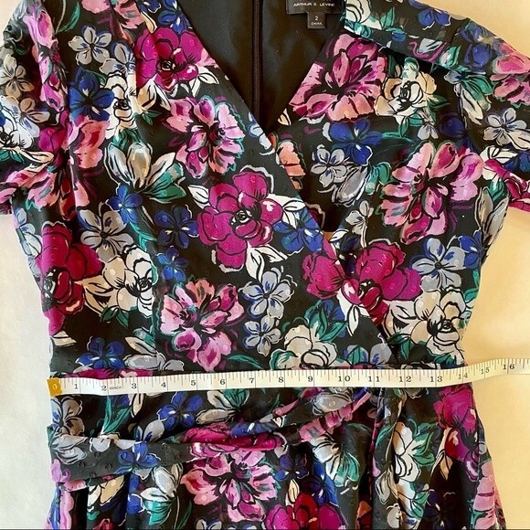 LAST CHANCE! Tahari by ASL Long Sleeve Clip Dot Chiffon Floral Dress Size 2 - Picture 12 of 13